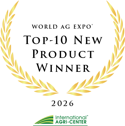 World Ag Expo Top-10 New Product Winner 2026 seal, awarded by the International Agri-Center